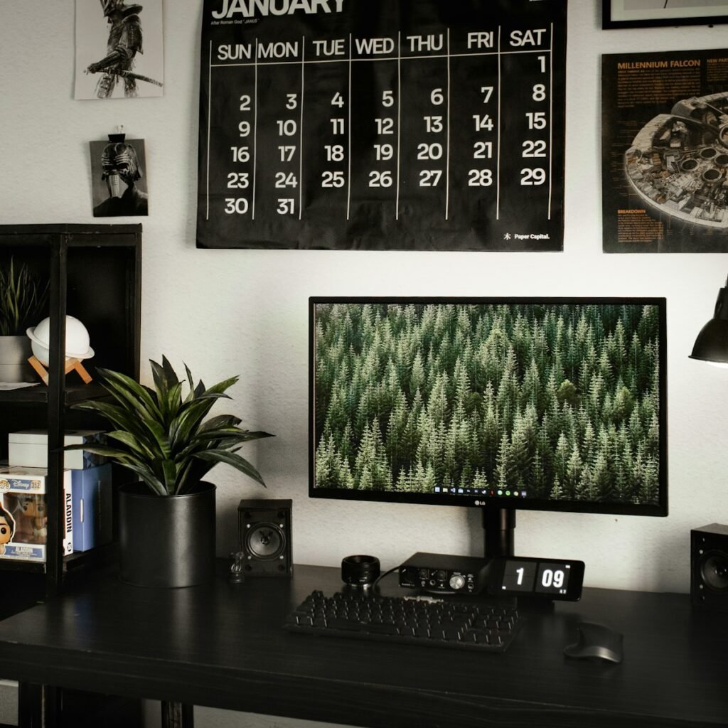 a desktop computer sitting on top of a desk